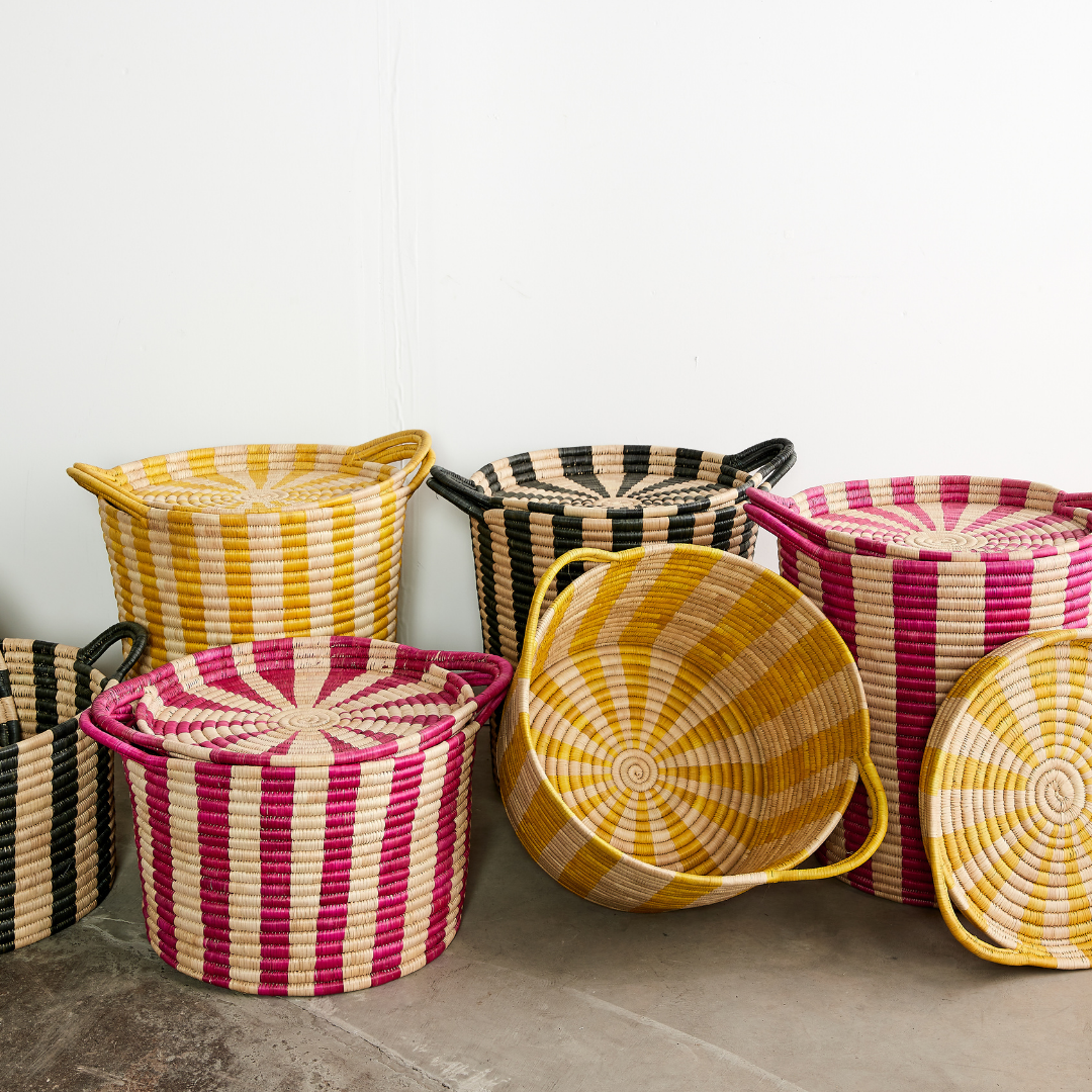 Ineke Yellow Striped Basket