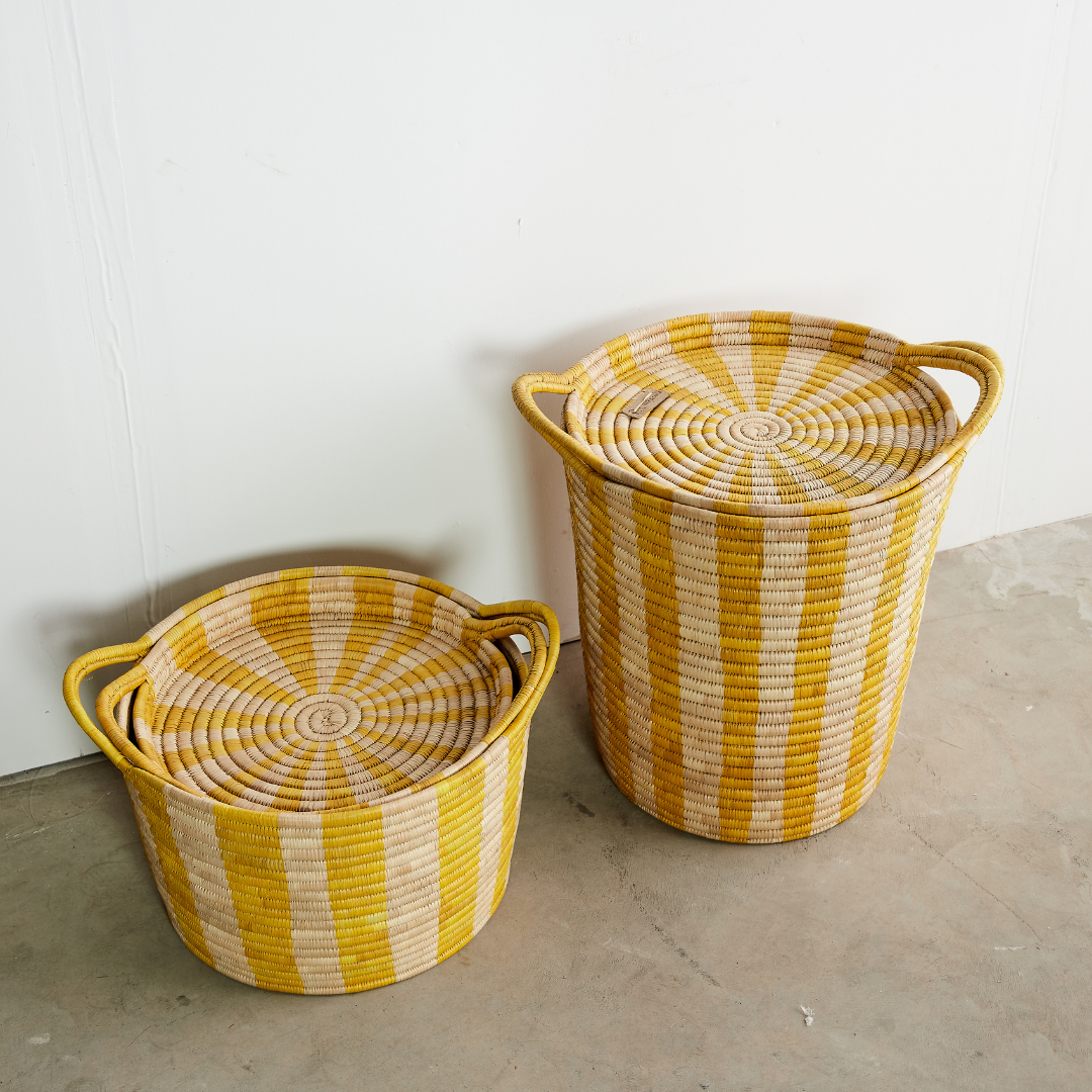 Ineke Yellow Striped Basket