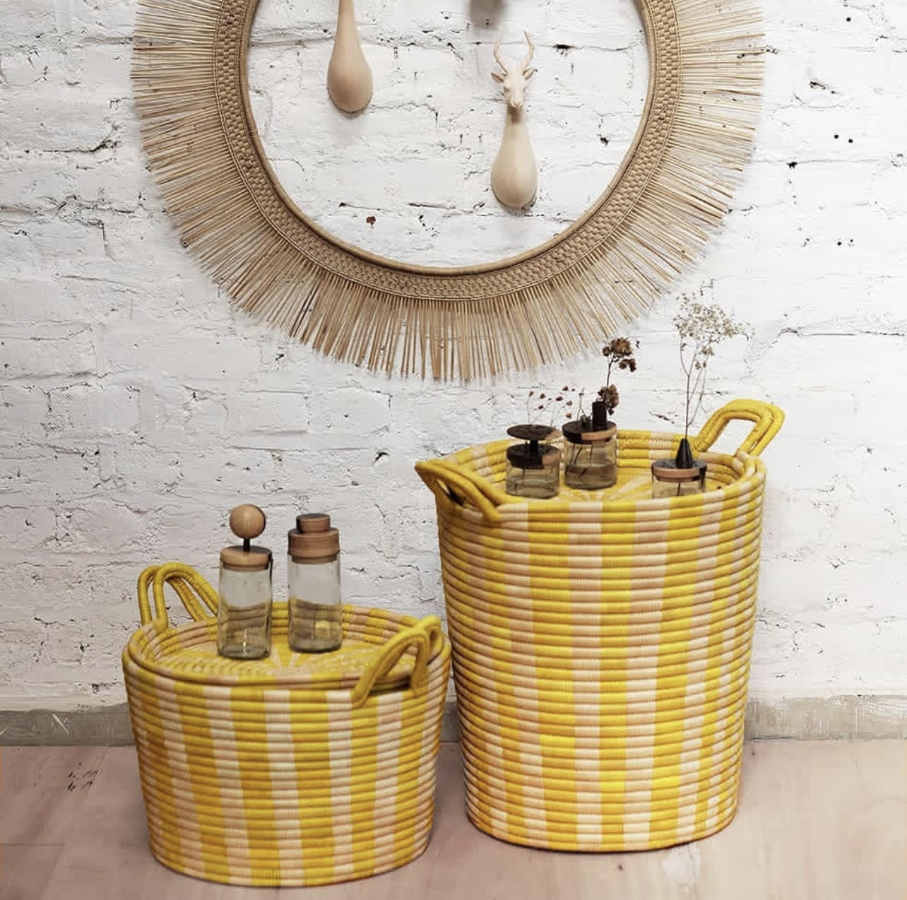 Ineke Yellow Striped Basket