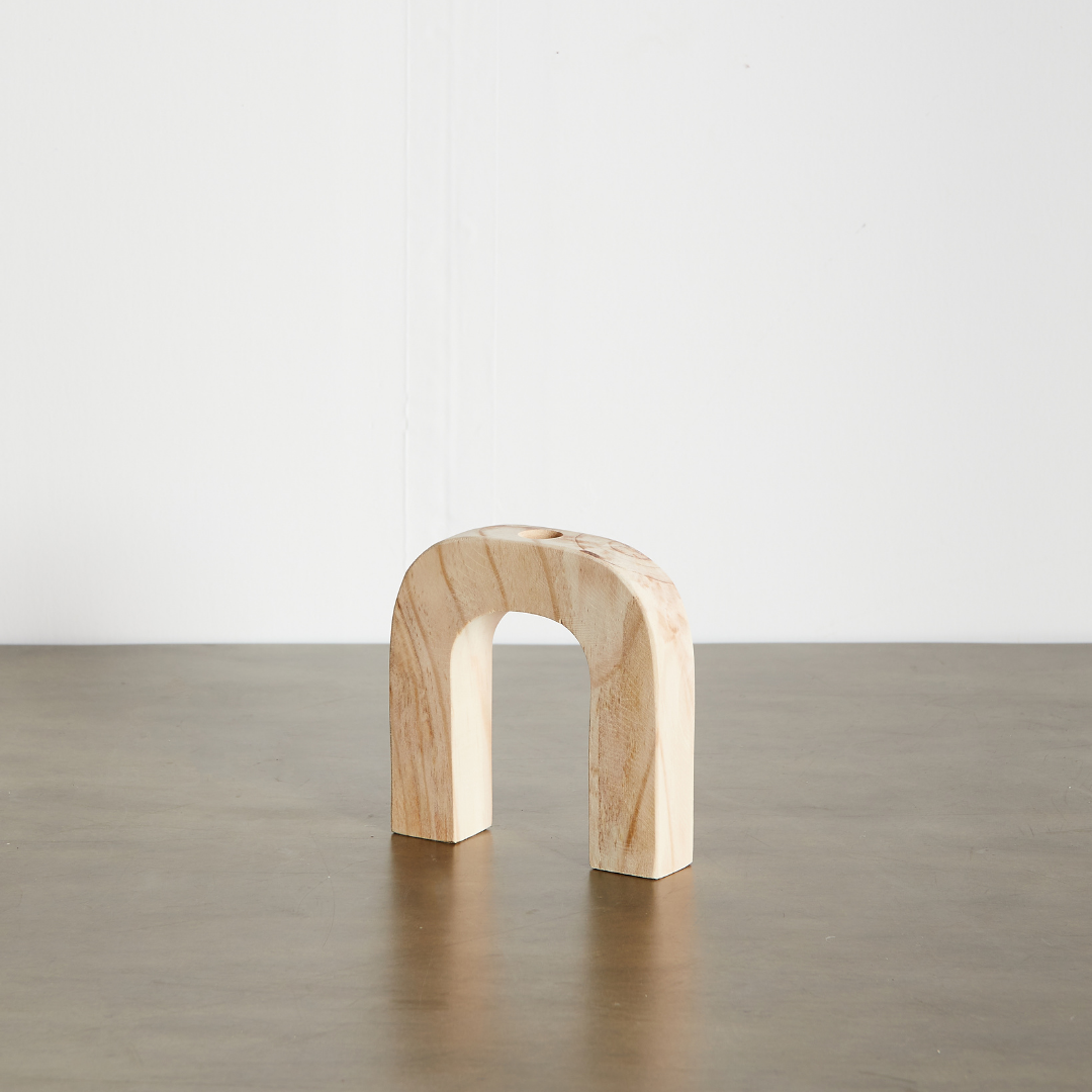 Arch Pine Candlestick Holder