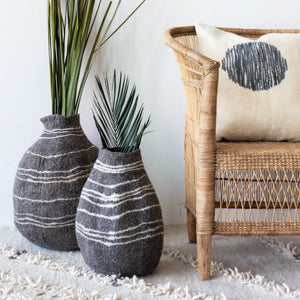 Charcoal Tribal Lines Gourd - Kanju Interiors