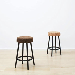kanju interiors cork simple bar stool dark light durable sustainable mid century modern statement indoor outdoor steel base 
