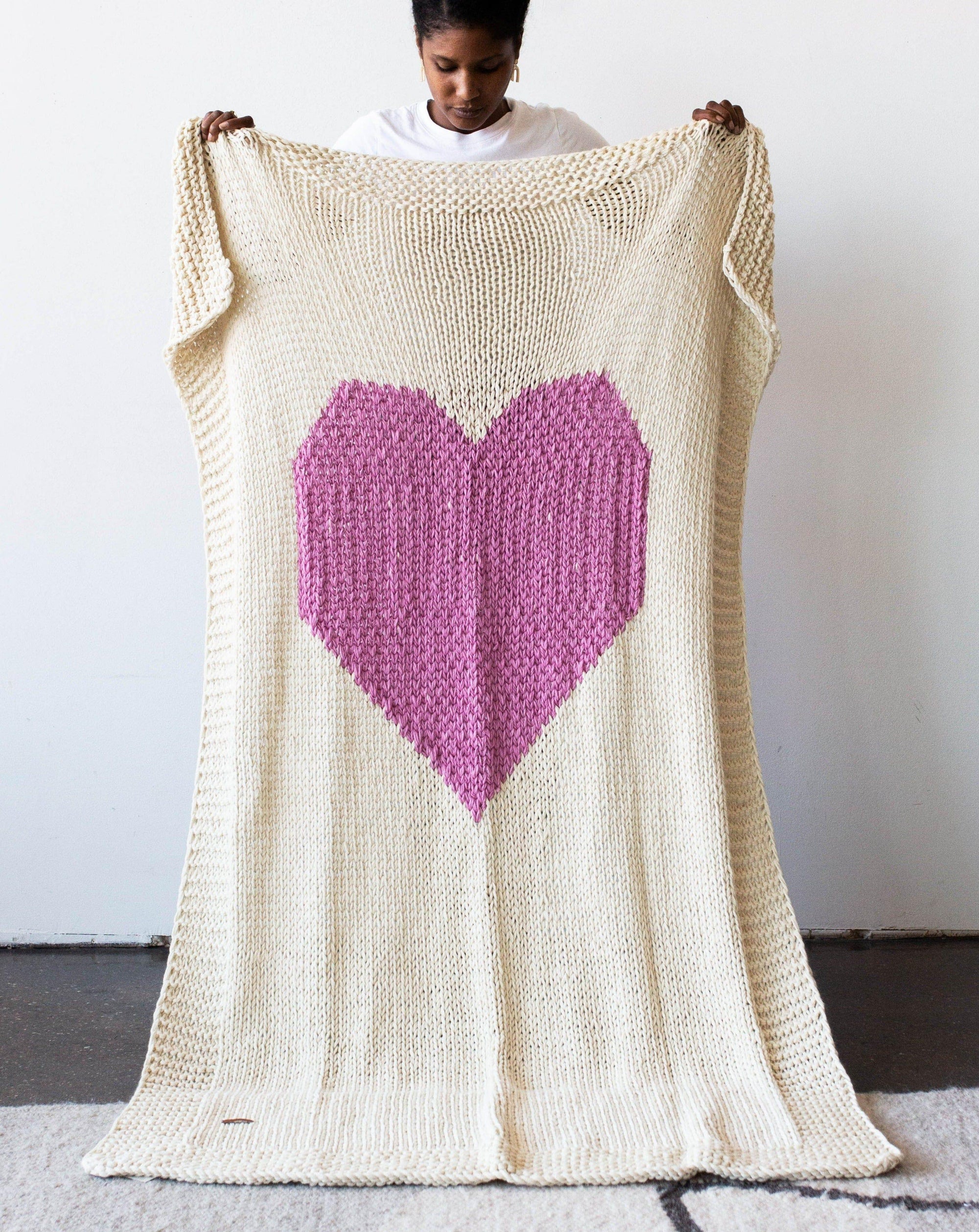 Hand Knitted Heart Blanket